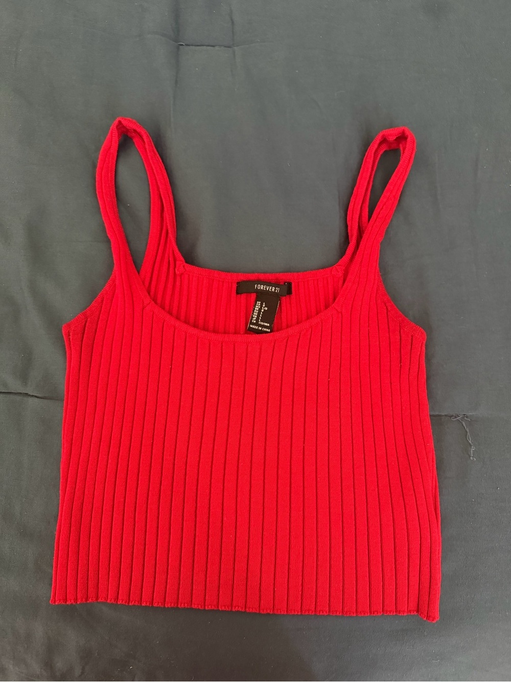 Forever 21 Bright Red Ribbed Cropped Cami